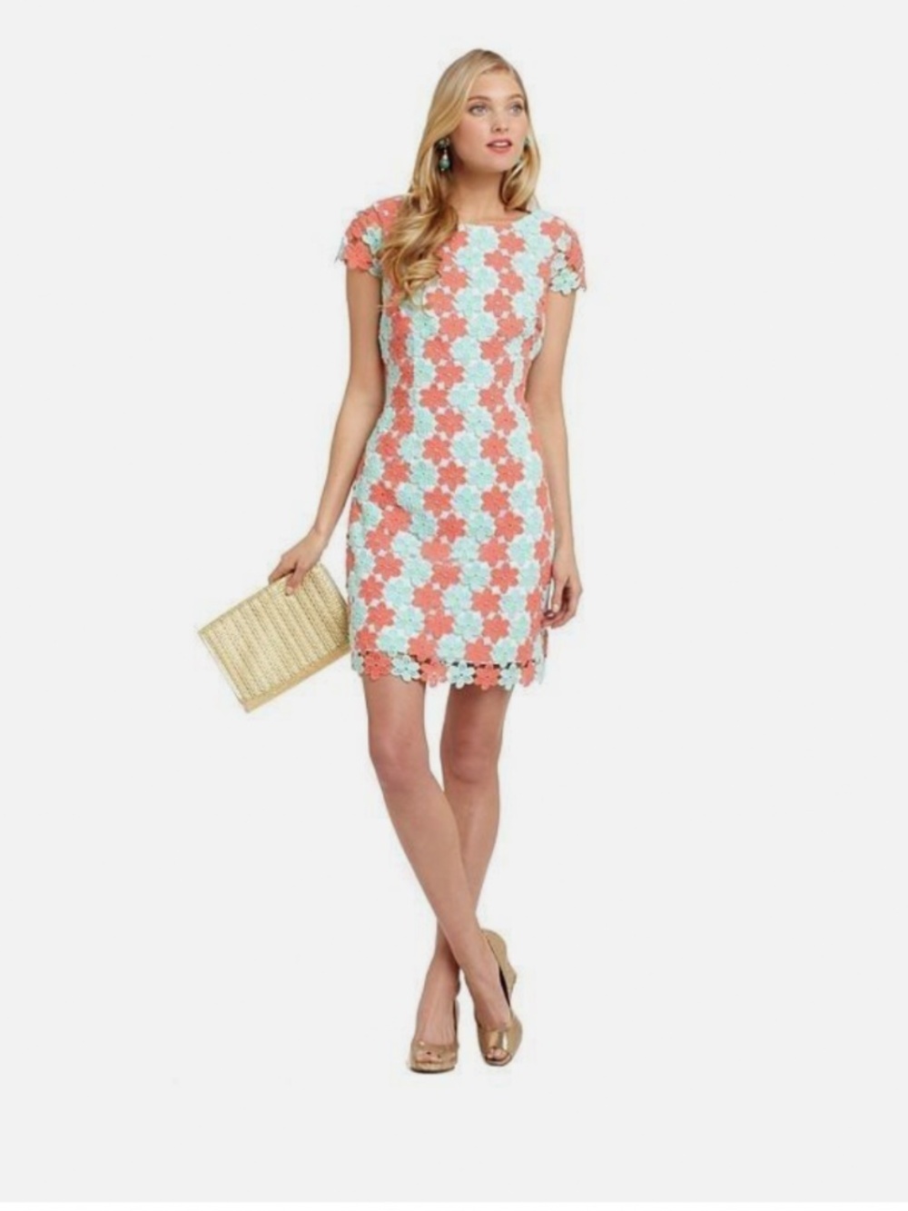 Lilly Pulitzer Barbara Sunrise Orange Two Tone Truly Petal Lace Crochet Dress 4